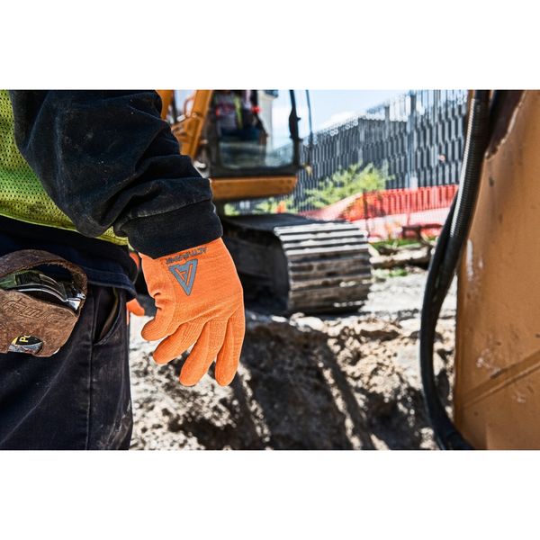 Hi-Vis Cut Resistant Coated Gloves, A2 Cut Level, Nitrile/Polyurethane, 9, 1 PR