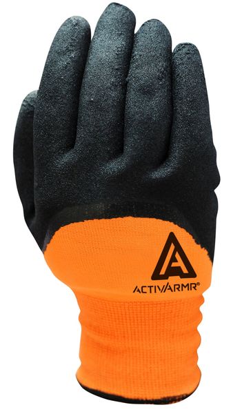 Hi-Vis Cut Resistant Coated Gloves, A2 Cut Level, Nitrile, 8, 1 PR