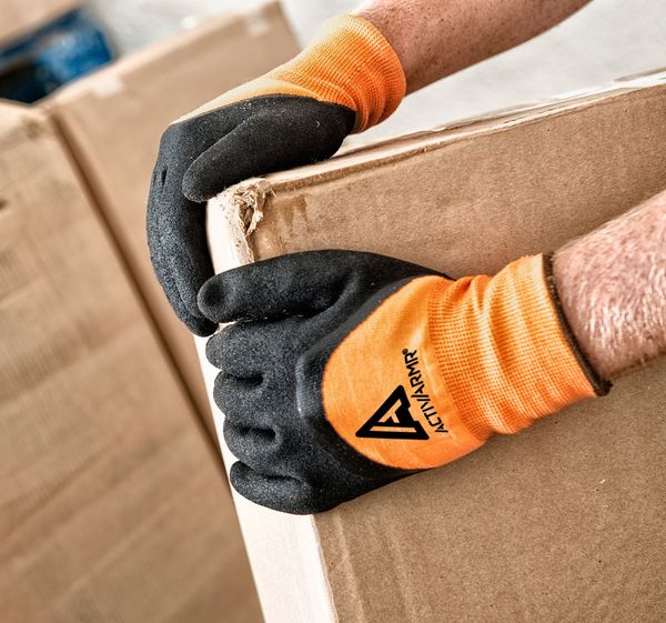 Hi-Vis Cut Resistant Coated Gloves, A2 Cut Level, Nitrile, 8, 1 PR