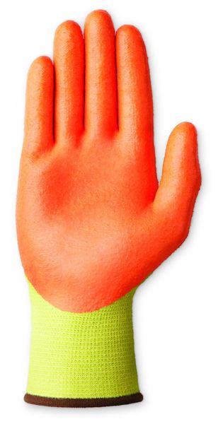 Hi-Vis Cut Resistant Coated Gloves, A5 Cut Level, Nitrile, L, 1 PR