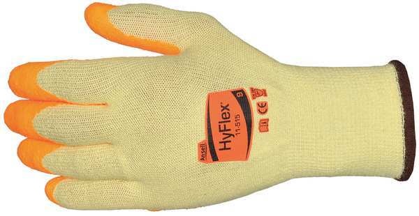 Hi-Vis Cut Resistant Coated Gloves, A5 Cut Level, Nitrile, L, 1 PR