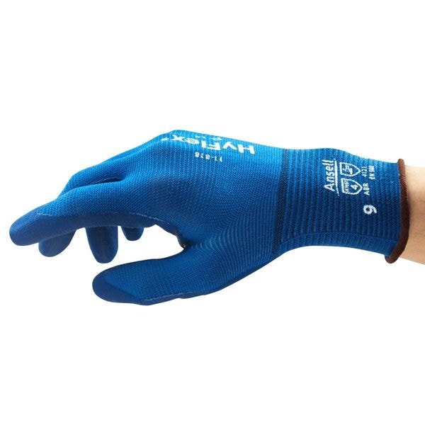 Foam Nitrile Coated Gloves, Palm Coverage, Blue, 9, PR