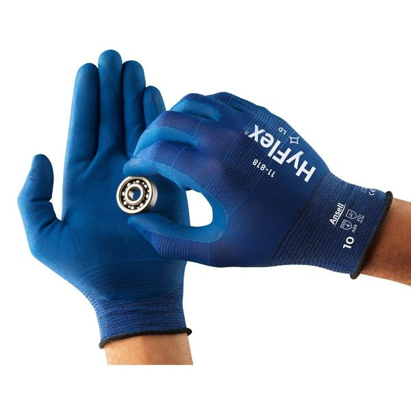 Foam Nitrile Coated Gloves, Palm Coverage, Blue, 6, PR
