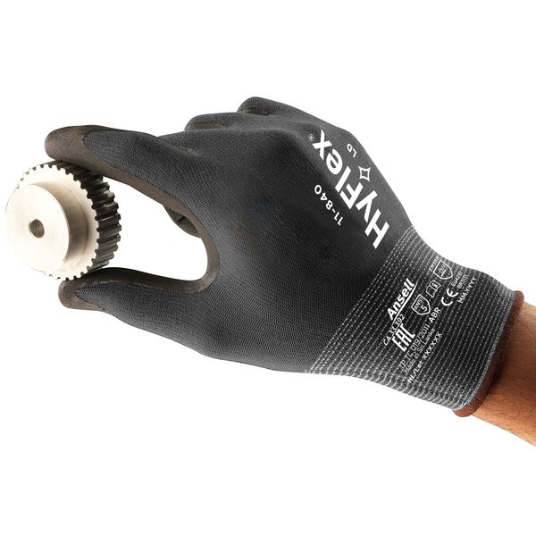 Foam Nitrile Coated Gloves, Palm Coverage, Black/Gray, 6, PR