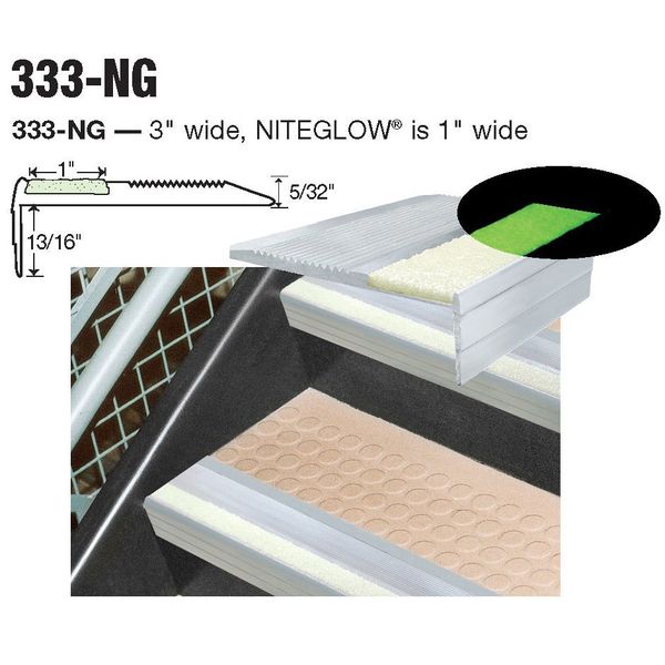 Stair Tread Cover, 42in W, Extruded Alum