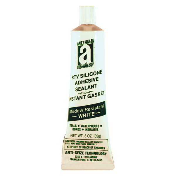 Waterproof RTV Silicone Sealant, 3 oz, White, Temp Range -75 to 450 Degrees F