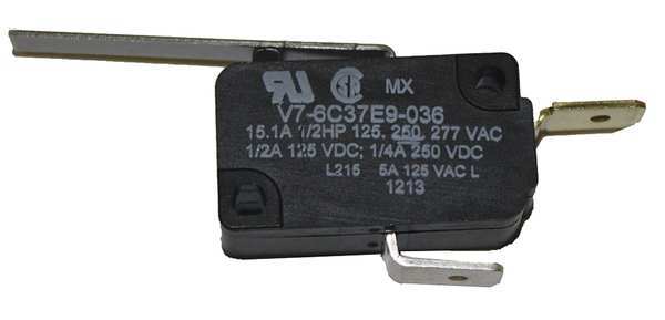 Miniature Snap Action Switch, Lever, Long Actuator, 1NC, 15A @ 240V AC Contact Rating