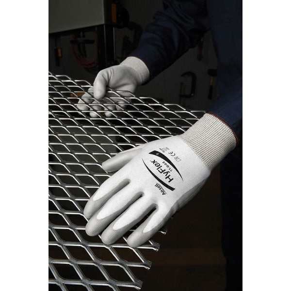 Hyflex Cut-Resistant Coated Gloves, A2 Cut Level, Dipped, Polyurethane, Gray, XL (Size 10), 1 Pair