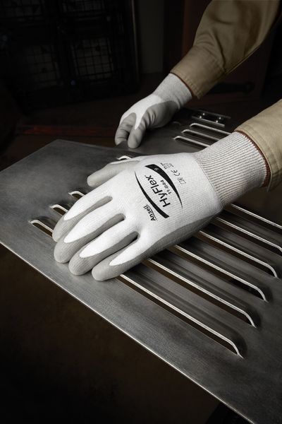 Hyflex Cut-Resistant Coated Gloves, A2 Cut Level, Dipped, Polyurethane, Gray, Large (Size 9), 1 Pair