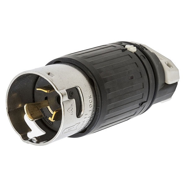50A Twist-Lock Plug 2P 3W 480VAC BK/WT