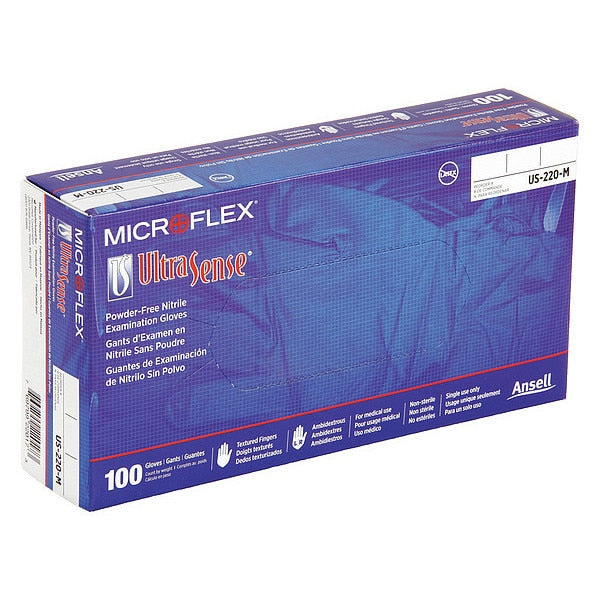 Exam Gloves, Nitrile, Powder Free, Blue, S, 100 PK