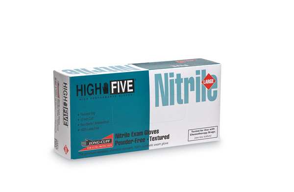Fully Textured Exam Gloves, Nitrile, Powder Free, Green, M, 50 PK