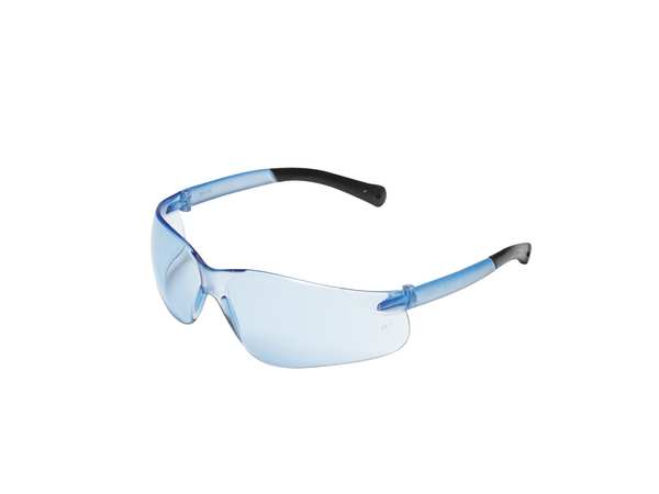 Safety Glasses, Wraparound Light Blue Polycarbonate Lens, Scratch-Resistant
