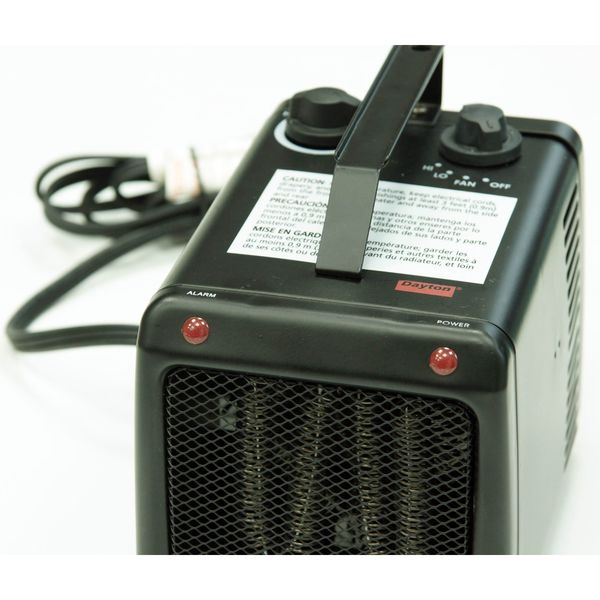 Portable Electric Heater, 1500W/1000W, 120V AC, 1 Phase