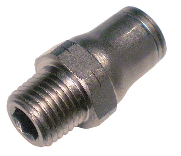 Nickel Plated Brass Male Connector, 13/32 in Tube Size