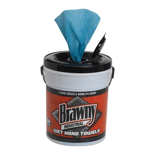 Wet Hand Towel, Brawny, 84 Wipes/Bucket, 12 13/64 in L x 8 39/64 in W Wipe, Fresh Fragrance, 6 Pack