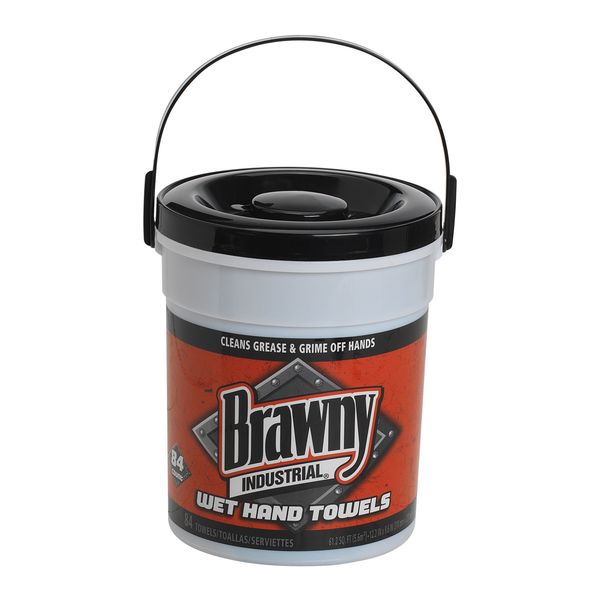 Wet Hand Towel, Brawny, 84 Wipes/Bucket, 12 13/64 in L x 8 39/64 in W Wipe, Fresh Fragrance, 6 Pack