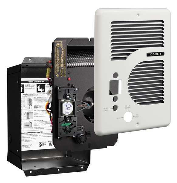 Recessed Electric Wall-Mount Heater, Recessed, 1000/1500/1600W W, 120/208/240V AC, White