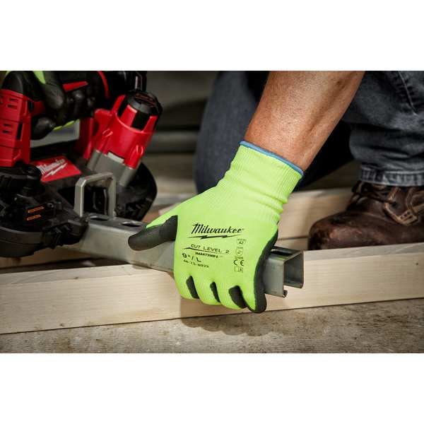 12PK High Visibility Cut Level 4 Polyurethane Dipped Gloves - S