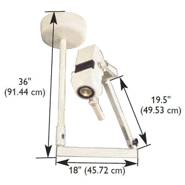Exam Light, Ceiling, 150W, 37-1/2in L, 10 ft