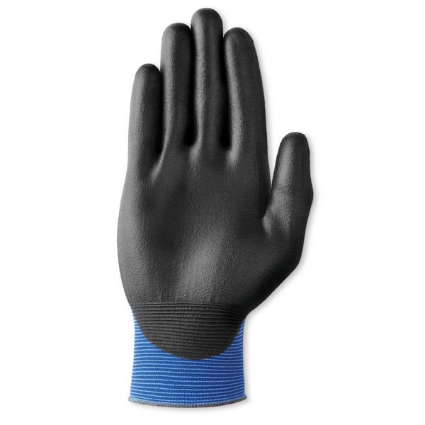 Polyurethane Coated Gloves, Palm Coverage, Blue, 6, PR