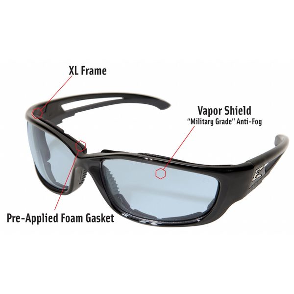 Safety Glasses, Wraparound Light Blue Polycarbonate Lens, Anti-Fog, Scratch-Resistant