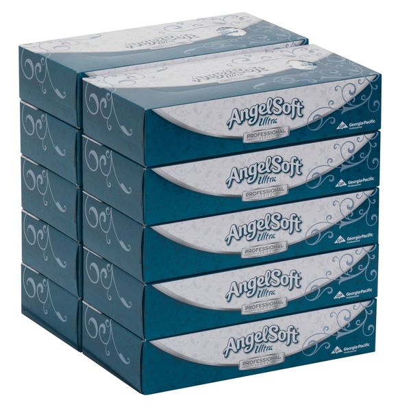 Angel Soft Ultra Professional Series 2 Ply Facial Tissue, 125 Sheets, PK 10