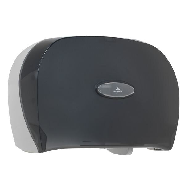 Toilet Paper Dispenser, Horizontal Double Roll, Jumbo Core, Wall Mount, Smoke