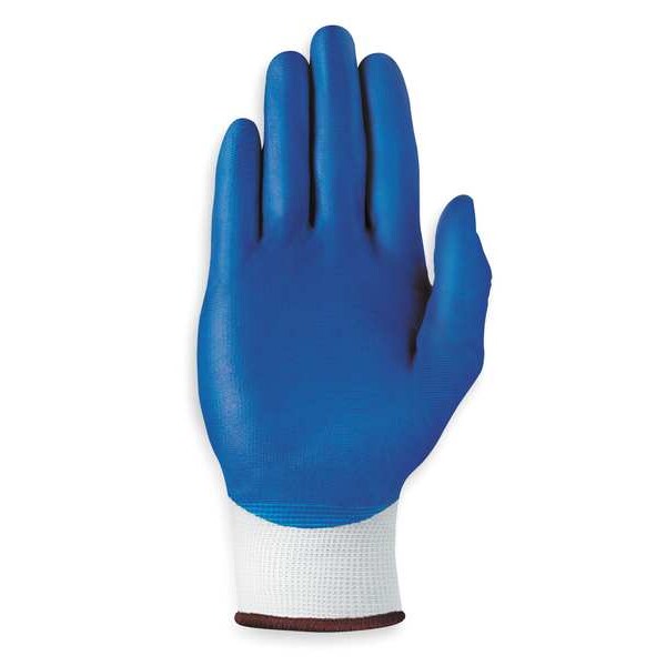 Nitrile Coated Gloves, Palm Coverage, Blue/White, XL, PR