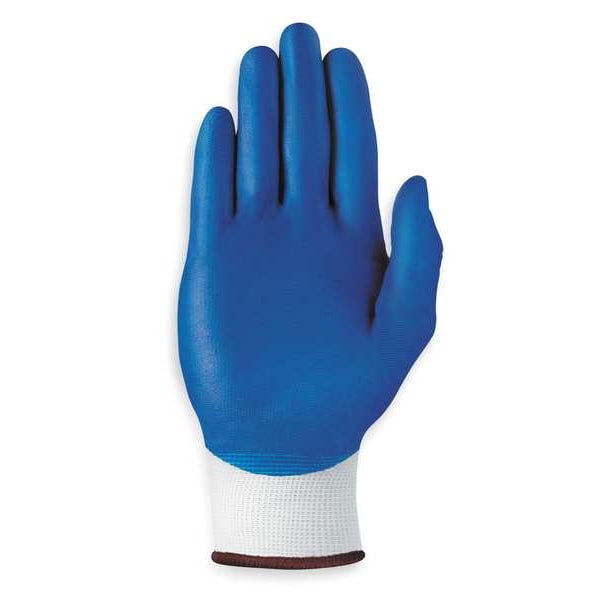 Nitrile Coated Gloves, Palm Coverage, Blue/White, XS, PR