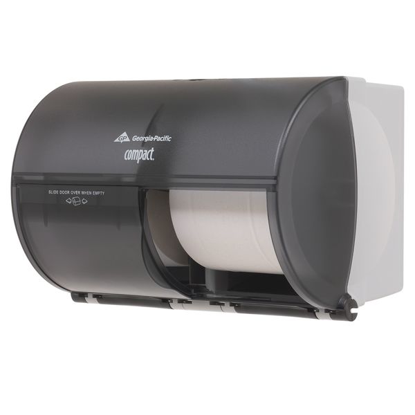 Toilet Paper Dispenser, Compact, Horizontal Double Roll, Coreless, Wall Mount, Black