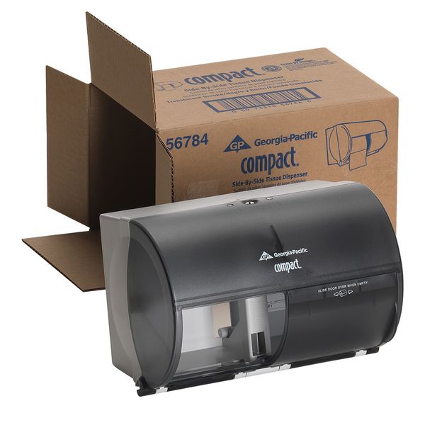 Toilet Paper Dispenser, Compact, Horizontal Double Roll, Coreless, Wall Mount, Black