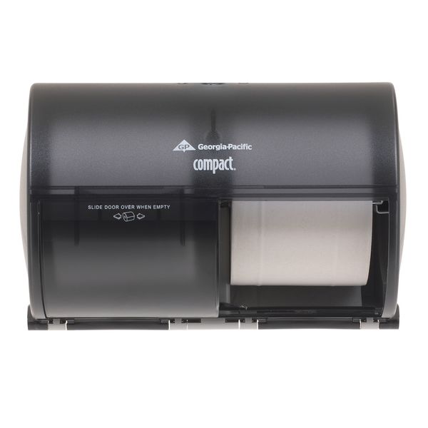 Toilet Paper Dispenser, Compact, Horizontal Double Roll, Coreless, Wall Mount, Black