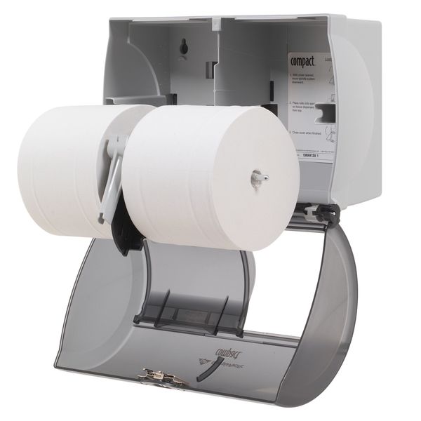 Toilet Paper Dispenser, Compact, Horizontal Double Roll, Coreless, Wall Mount, Black