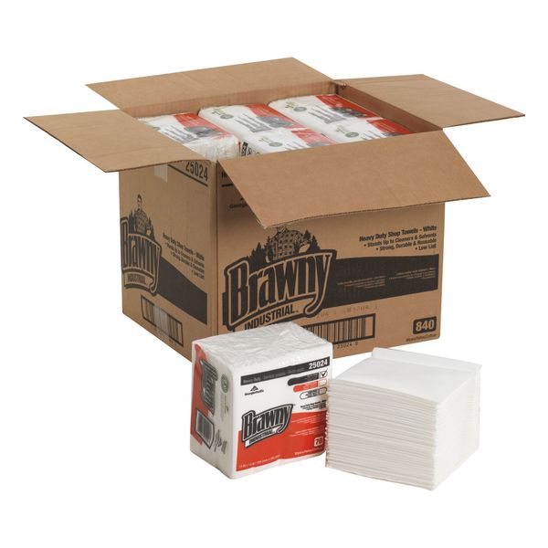 Dry Wipe, White, 1/4 Fold Poly Wrapped, Hydro-entangled (HEF), 12 PK, 70 Wipes, 12 1/2 in x 13 in