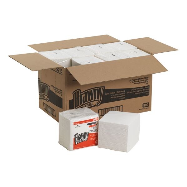 Dry Wipe, White, 1/4 Fold Poly Wrapped, Airlaid, 50 Wipes, 13 in x 13 in