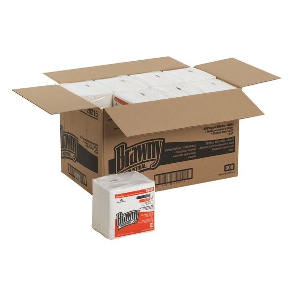 Dry Wipe, White, 1/4 Fold Poly Wrapped, Airlaid, 50 Wipes, 13 in x 13 in