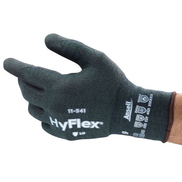 Hyflex Cut-Resistant Coated Gloves, A4 Cut Level, Palm Dipped, Nitrile, Gray, XL (Size 10), 1 Pair