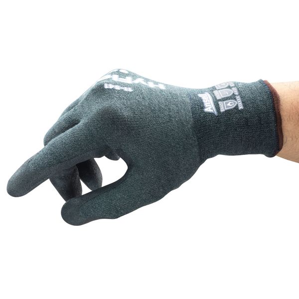 Hyflex Cut-Resistant Coated Gloves, A4 Cut Level, Palm Dipped, Nitrile, Gray, Large (Size 9), 1 Pair