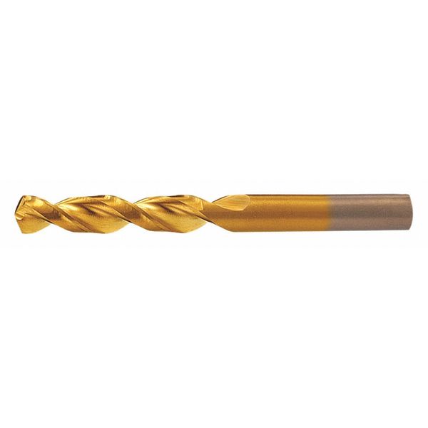 Screw Machine Drill Bit, Q Size, 135  Degrees Point Angle, Cobalt, TiN Finish, Straight Shank