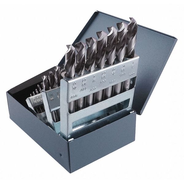 29PC NAS907 Type C Heavy-Duty Screw Machine Dril Set Cleveland 2330 Bright HSS RHS/RHC 1/16-1/2x1/64