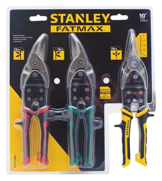 Aviation Snip Set, Left/Right/Straight, 12 5/16 in, Chromium Vanadium, TPR