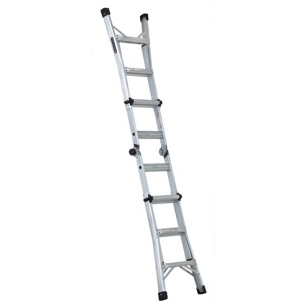 Multipurpose Ladder, Extension, Scaffold, Staircase, Stepladder Configuration, 11 ft, Aluminum
