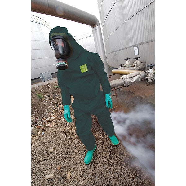 Hooded Coveralls, Knit Cuff, 5XL, Green