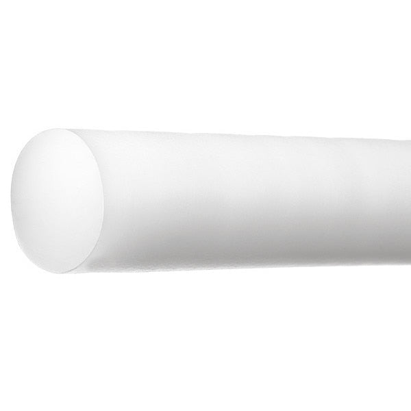 White Acetal Plastic Rod 5 ft L, 9/16 in Dia.