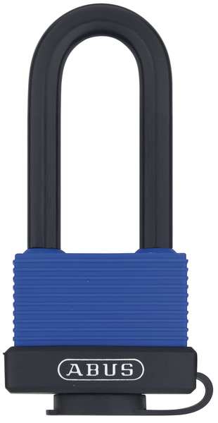 Padlock, Keyed Alike, Long Shackle, Rectangular Brass Body, Stainless Steel Shackle, 13/16 in W