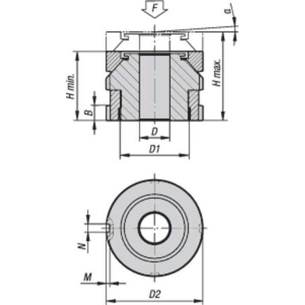 Leveling Set With Spherical Washer, D=17, 5 Carbon Steel, D2= 45