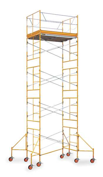 Scaffold Tower, Steel/Aluminum/Wood, 2,000 lb Load Capacity, 2 to 21 ft Platform Height