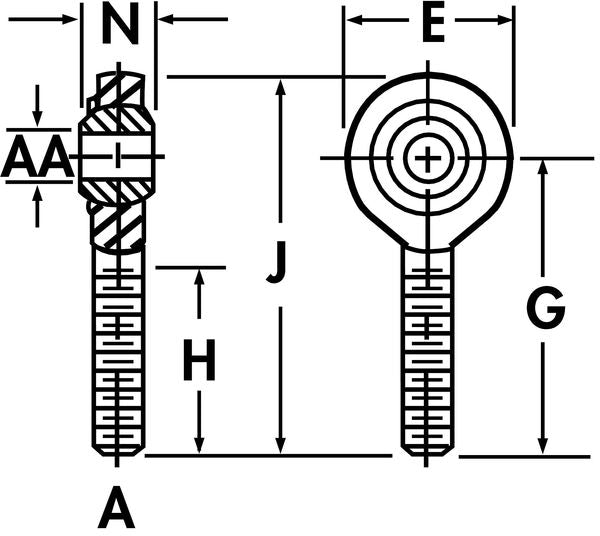 Male Rod End, LH, 1/2-20