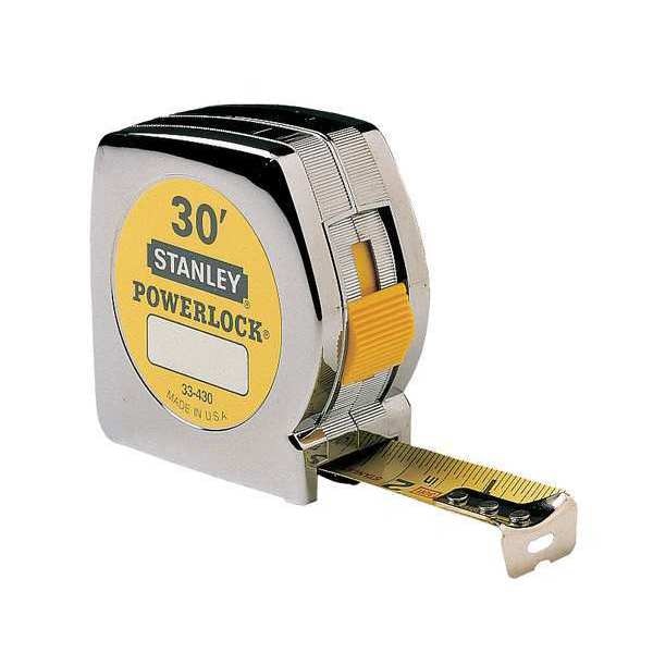 PowerLock 25 ft Tape Measure, 1 in Blade, True-Zero End Hook, Corrosion-Resistant, Chrome ABS Case